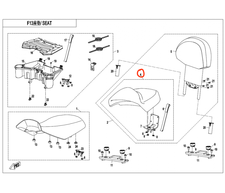 7020-132100 rear seat assy CFMOTO X8
