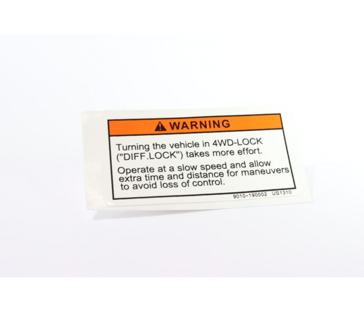 9010-190002 Warning plate, 4WD Operation