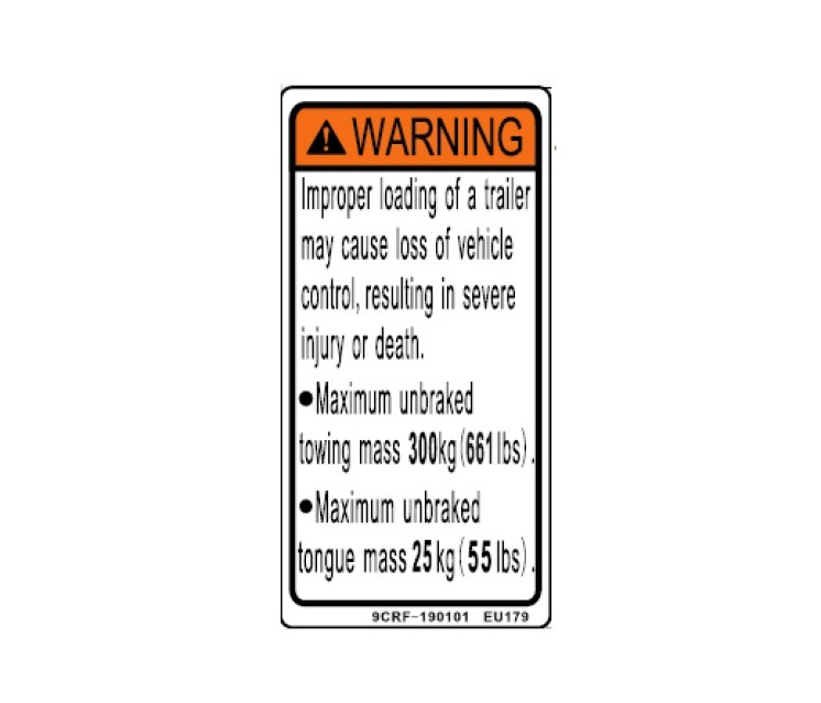 9CRF-190101 INSTRUCTION LABEL, TOWING LOAD